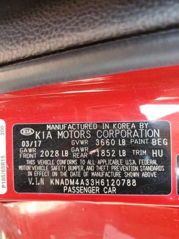 KNADM4A33H6120788 KIA RIO LX