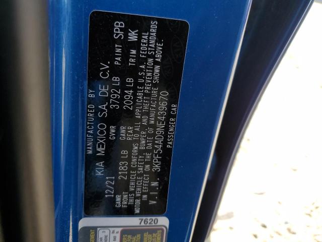 3KPF54AD9NE439670 KIA Forte Gt Line