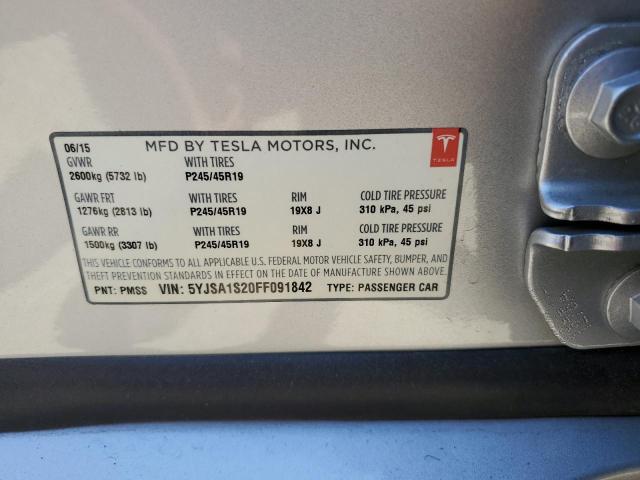 2015 TESLA MODEL S 70 - 5YJSA1S20FF091842