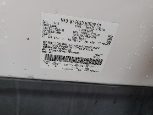 1FM5K8D86HGB49199 Ford EXPLORER XLT