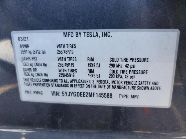 5YJYGDEE2MF145588 Tesla Model Y