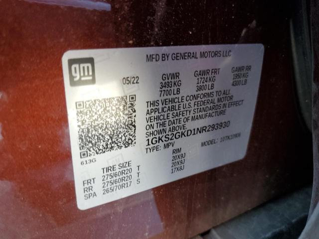1GKS2GKD1NR293930 GMC Yukon Xl K1500 Slt