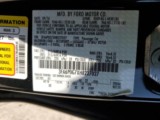 3FA6P0G7XHR227027 Ford FUSION S