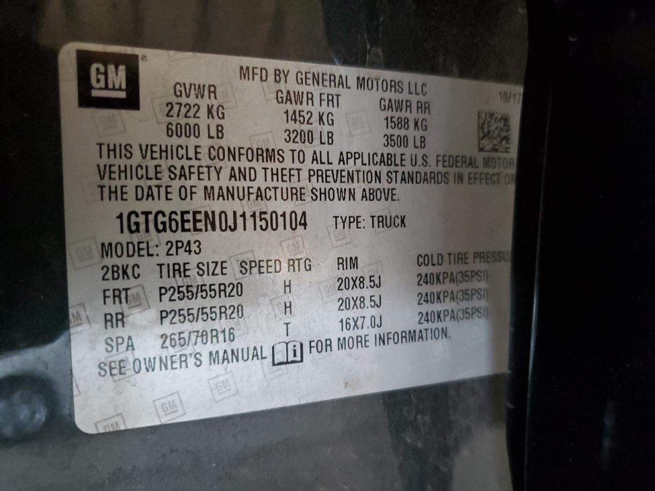 1GTG6EEN0J1150104 GMC CANYON 2018