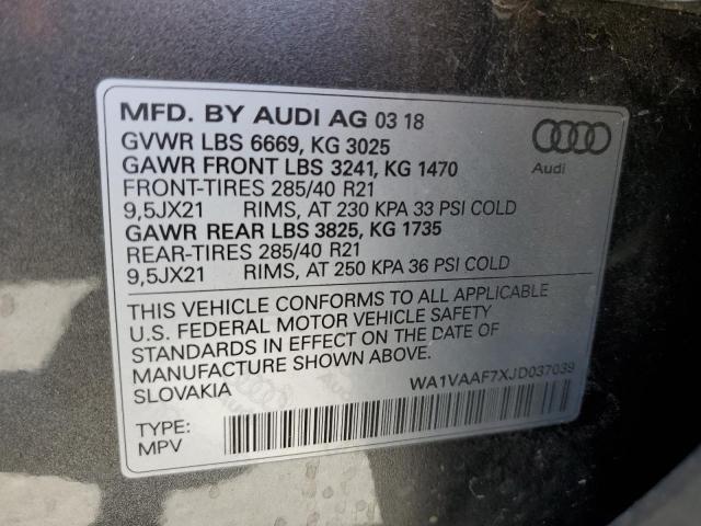 2018 AUDI 200 QUAT 2 - WA1VAAF7XJD037039