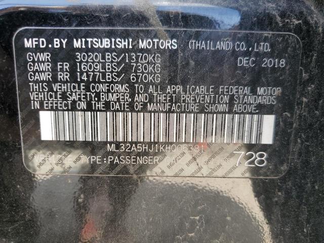 2019 MITSUBISHI MIRAGE LE ML32A5HJ1KH006381