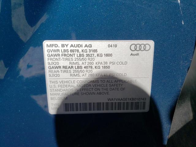 2019 AUDI E-TRON PRE - WA1VAAGE1KB010743