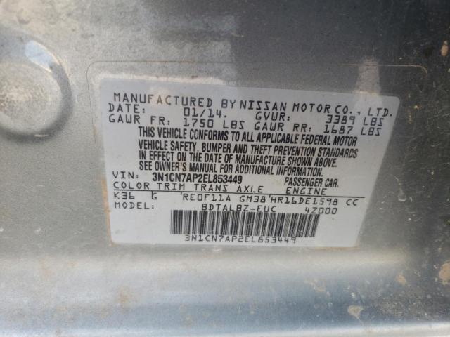 3N1CN7AP2EL853449 Nissan VERSA S