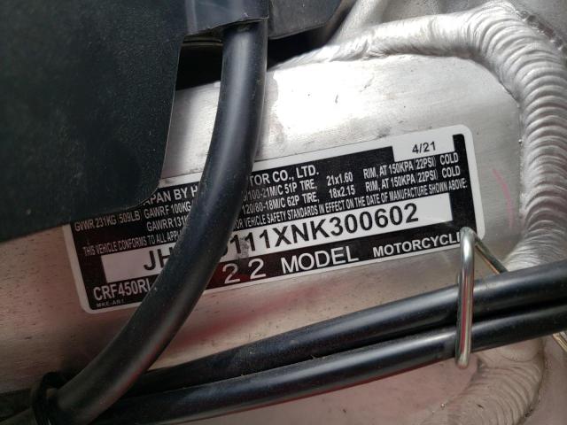 2022 HONDA CRF450 L JH2PD111XNK300602