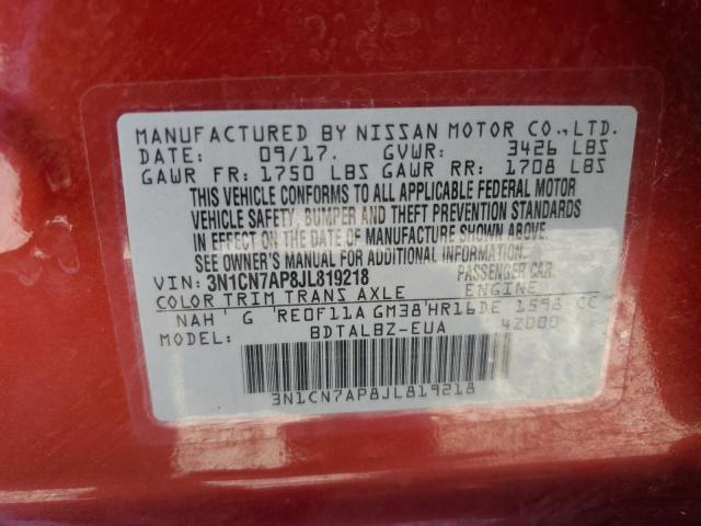 3N1CN7AP8JL819218 Nissan VERSA S