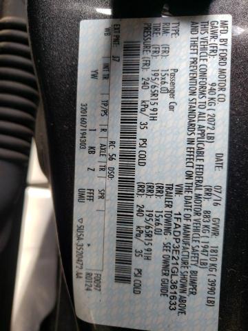 1FADP3E21GL361633 Ford FOCUS S