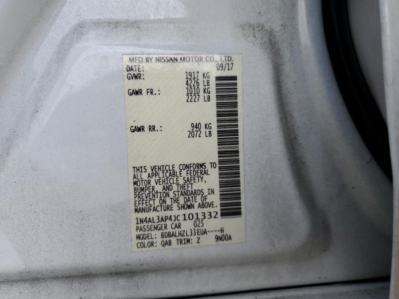 1N4AL3AP4JC101332 NISSAN ALTIMA 2018