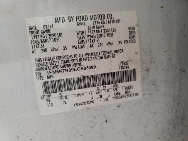 1FM5K7B89EGB83999 Ford EXPLORER