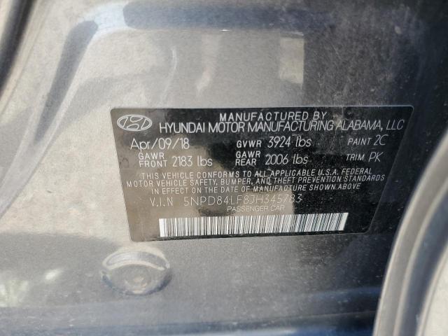 5NPD84LF8JH345783 Hyundai ELANTRA SEL