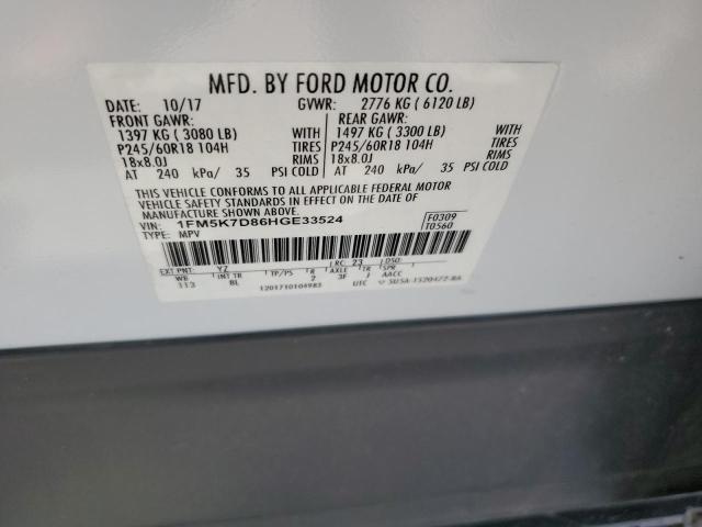 1FM5K7D86HGE33524 Ford EXPLORER XLT
