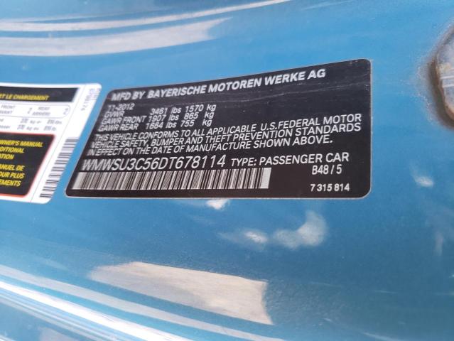 2013 Mini Cooper VIN: WMWSU3C56DT678114 Lot: 60934103