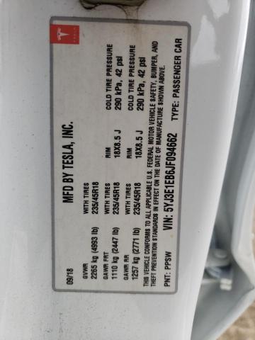 5YJ3E1EB6JF094662 Tesla MODEL 3