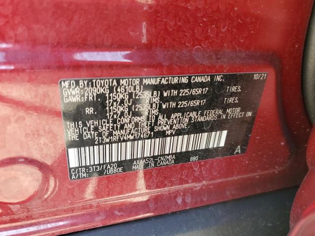 2T3W1RFV4MW174671 Toyota RAV4 XLE 13