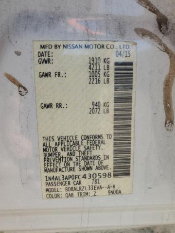 1N4AL3AP0FC430598 Nissan ALTIMA 2.5