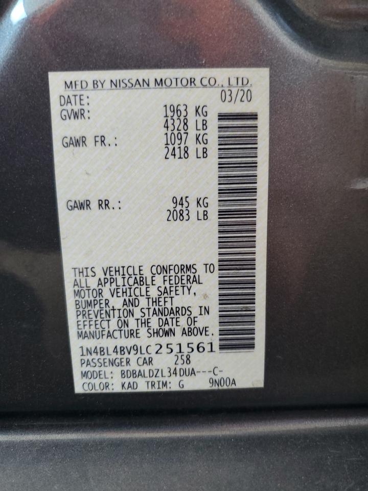 1N4BL4BV9LC251561 NISSAN ALTIMA 2020