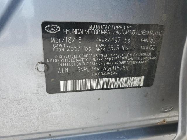5NPE24AF7GH415758 Hyundai SONATA SE