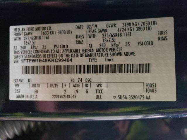 2019 FORD F150 SUPER - 1FTFW1E48KKC99464