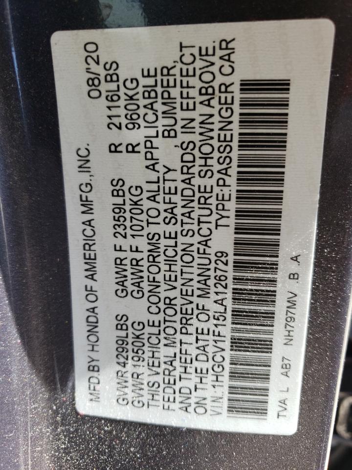 1HGCV1F15LA126729 HONDA ACCORD 2020