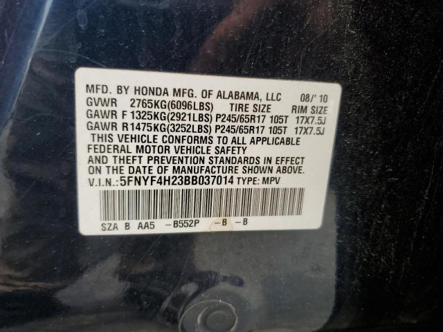 5FNYF4H23BB037014 2011 Honda Pilot Lx