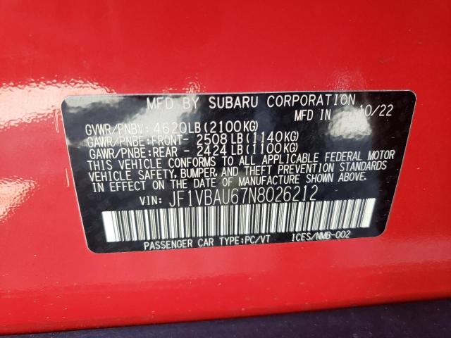 2022 SUBARU WRX GT JF1VBAU67N8026212
