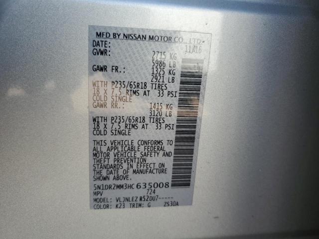 5N1DR2MM3HC635008 Nissan Pathfinder S
