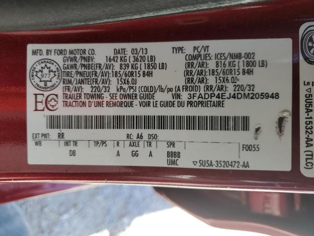 2013 Ford Fiesta Se VIN: 3FADP4EJ4DM205948 Lot: 68319613
