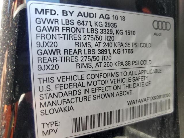 2019 AUDI Q8 PREMIUM - WA1AVAF1XKD010360