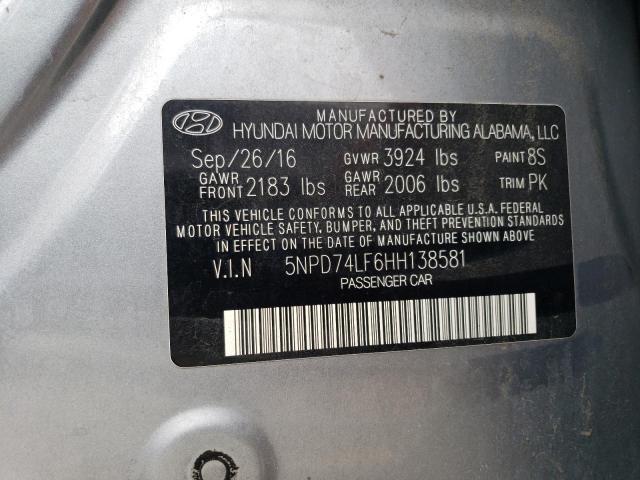 5NPD74LF6HH138581 Hyundai ELANTRA SE