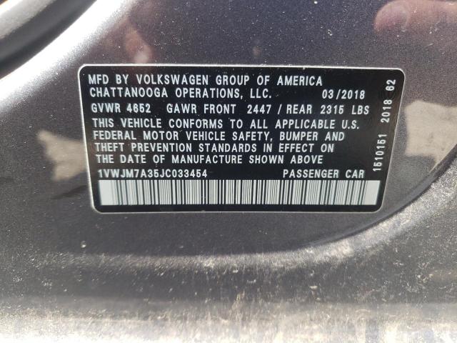 2018 VOLKSWAGEN PASSAT GT 1VWJM7A35JC033454