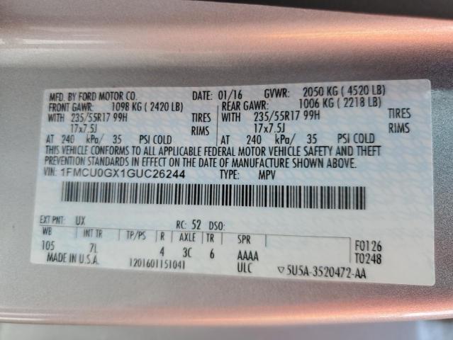 1FMCU0GX1GUC26244 Ford ESCAPE SE