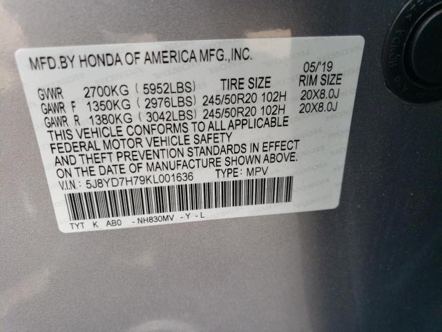 2019 ACURA MDX SPORT 5J8YD7H79KL001636