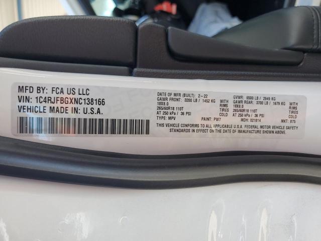 1C4RJFBGXNC138166 Jeep Grand Cherokee Limited