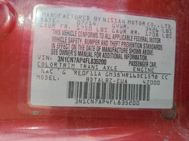 3N1CN7AP4FL835200 Nissan VERSA S