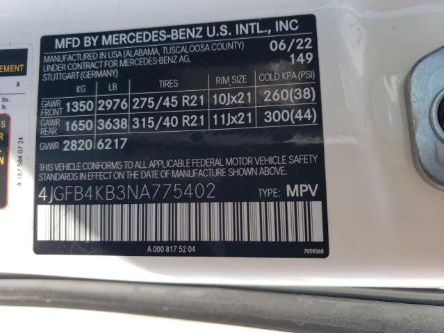 4JGFB4KB3NA775402 2022 MERCEDES-BENZ GLE-CLASS, photo no. 12