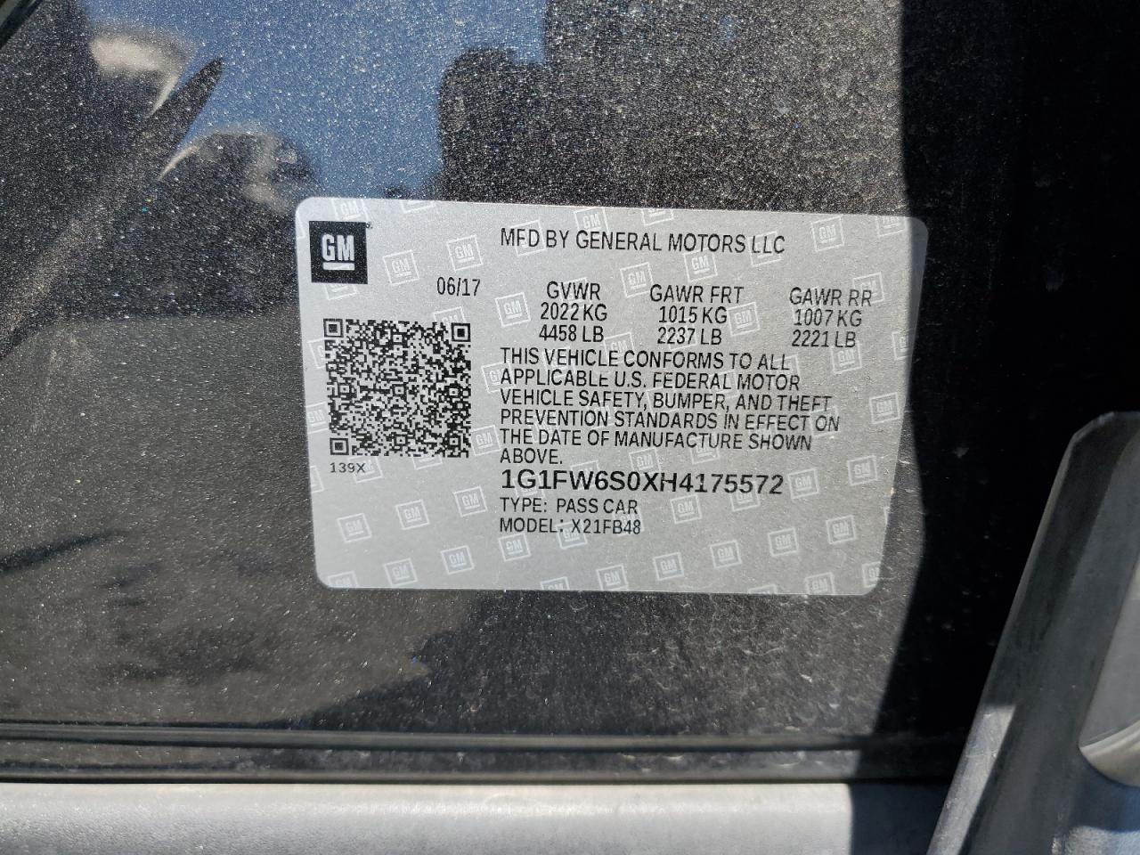 1G1FW6S0XH4175572 CHEVROLET BOLT 2017