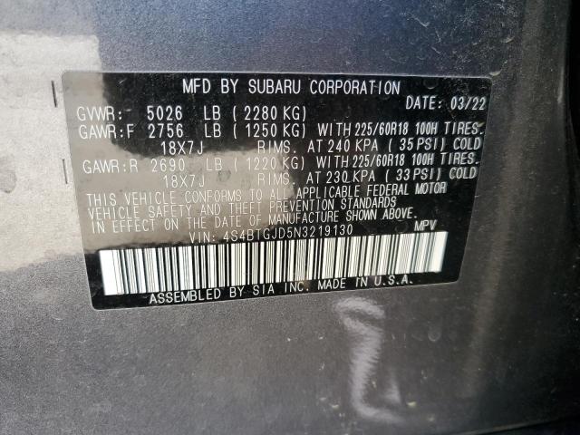 4S4BTGJD5N3219130 Subaru Outback Onyx Edition Xt