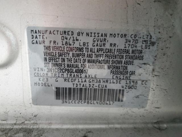 3N1CE2CP8GL400617 Nissan Versa Note S