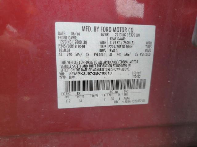 2FMPK3J97GBC10610 2016 FORD EDGE, photo no. 13