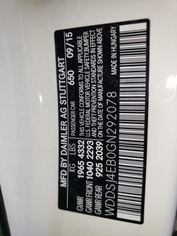 WDDSJ4EB0GN292078 Mercedes-Benz CLA 250
