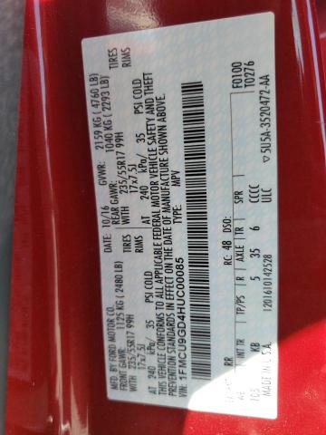 1FMCU9GD4HUC00085 Ford ESCAPE SE