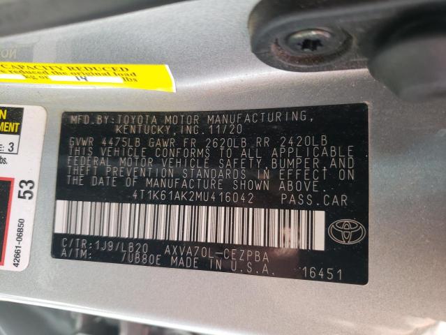 4T1K61AK2MU416042 Toyota CAMRY XSE