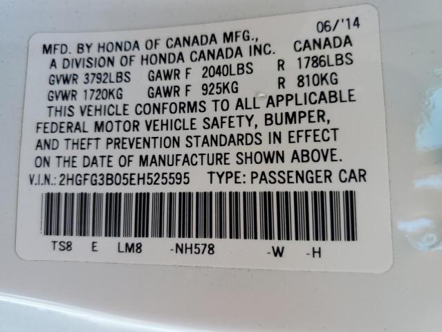 2HGFG3B05EH525595 | 2014 HONDA CIVIC EXL