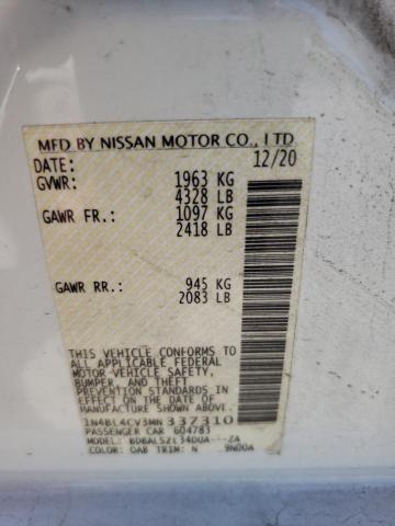 1N4BL4CV3MN337310 Nissan ALTIMA SR