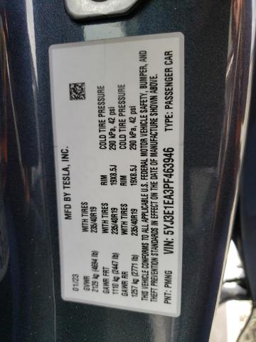 5YJ3E1EA3PF463946 Tesla MODEL 3