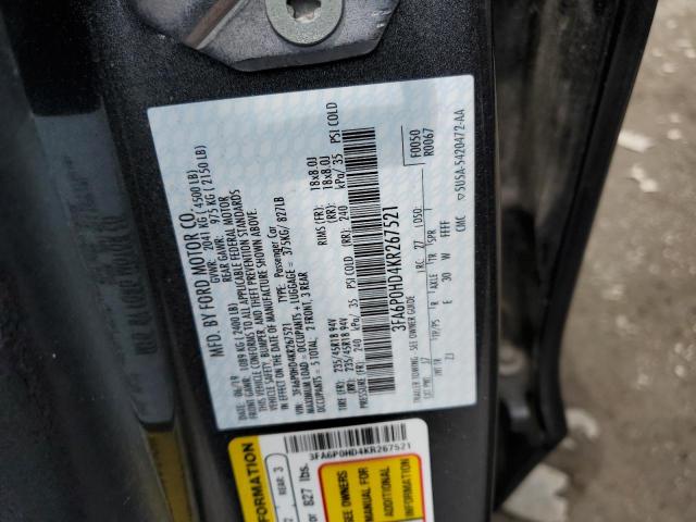 3FA6P0HD4KR267521 2019 FORD FUSION, photo no. 12